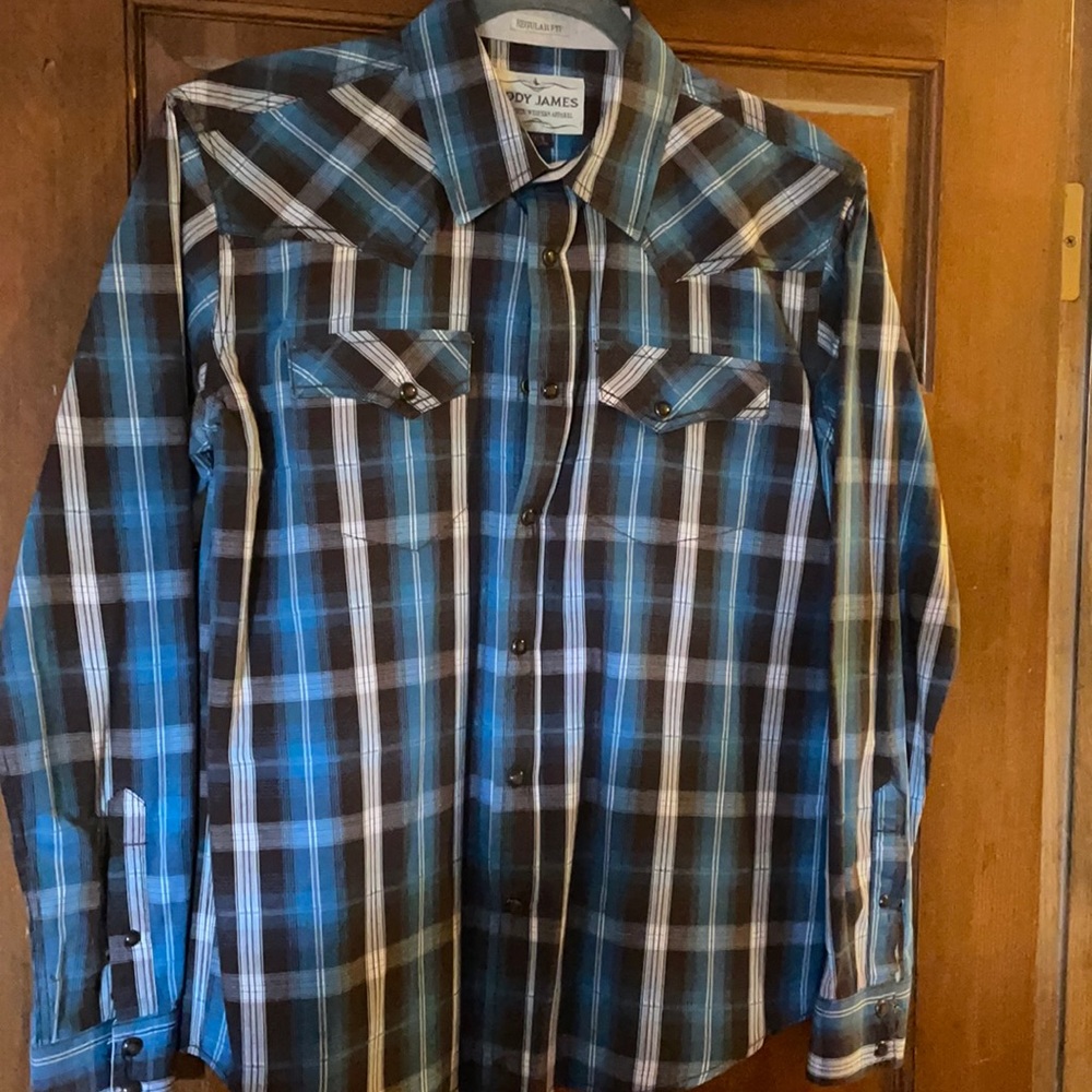 Cody James men’s long sleeve blue and brown plaid